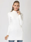 CLASSY SOLID COLOR SEMI-HIGH NECK SLIM LONG SLEEVE SWEATER