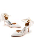 7 CM RIBBON BEADED STILETTO SANDALS