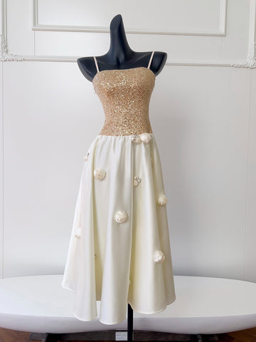 Sparkling Gold Sequin Strapless Party Dress