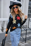 Multicolored Flowers Long Sleeve Sweater
