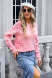 Flower Long Sleeve Round Neck Sweater