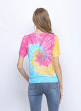 CLASSY TIE-DYED SHORT-SLEEVED THIN KNITTED TURTLENECK TOP