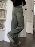 Loose Fit Non-Stretch Casual Wide Legs Pant Jeans