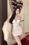 Stylish Shiny Embellished White Bodycon Party Dress