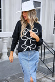 Colour Matching Bow Long Sleeve Sweater