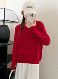 FASHION PULLOVER DRAWSTRING HOODED SWEATER