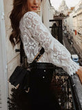 White Lace Scalloped Edges Blouse