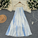 Timeless Impression Sky Blue Pleated Maxi Dress