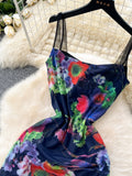 Adjustable Straps Vibrant Floral Maxi Dress