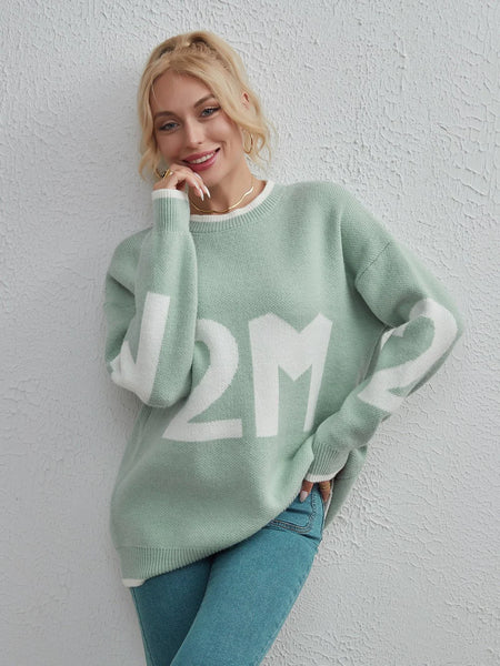 CLASSY WOMEN LOOSE LETTER WARM SWEATER