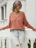 FASHION SOLID COLOR PULLOVER LOOSE BUTTONS SWEATER