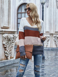 CLASSY STRIPED V-NECK PULLOVER SWEATER