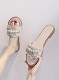 PEARL FLAT SANDALS AND SLIPPERS