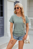 SOLID COLOR ROUND NECK LOOSE SHORT SLEEVE T-SHIRT