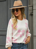 Printed Pullover Flower Sweater