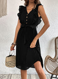 SUMMER PLEATED SLEEVELESS FLOUNCES DRESS