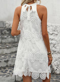 SLEEVELESS HALTER WHITE MINI DRESS