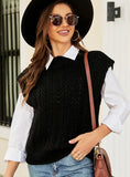 FASHION ROUND NECK SLEEVELESS SWEATER VEST
