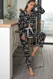 FASHION FALL/WINTER LAPEL LONG SLEEVE PANTS PAJAMA SET
