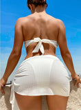SEXY TUBE TOP THREE-PIECE BEACH BIKINI
