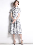 RETRO PRINTED SHORT-SLEEVED DRESS