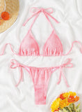 OPEN-BACK SEXY TWO-PIECE PINK BIKINI