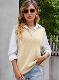 FASHION GREY V-NECK SWEATER LOOSE PULLOVER VEST