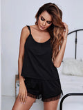 FASHION SLING MESH SHORT SLEEVE PAJAMAS SUIT