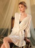 FASHION SEXY SILK LOTUS LEAF SLEEVE ROBE NIGHTGOWN