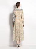 HOLIDAY STYLE LAPEL LONG SLEEVE PRINTED DRESS