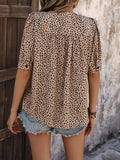 LEOPARD BUBBLE SLEEVE PRINT SHIRT