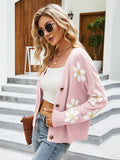 FASHION AUTUMN AND WINTER LOOSE CARDIGAN PRINT SWEATER