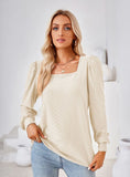 SOLID COLOR JACQUARD LONG SLEEVE T-SHIRT