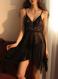 FASHION SEXY MESH PERSPECTIVE LACE DRESS PAJAMAS