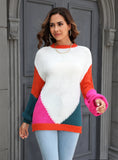 Round Neck Stitching Fashion Pullover Sweater