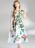 RETRO SLIM SLEEVELESS PRINTED DRESS