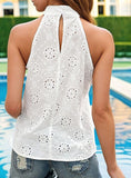 SLEEVELESS JACQUARD SOLID COLOR SHIRT