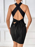 SEXY BACKLESS HALTER DRESS
