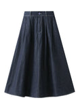 DENIM POCKET HIGH WAIST SLIM SKIRT