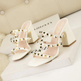 SQUARE TOE SLIPPERS POINTED RIVET SLIPPERS