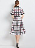 RETRO PLAID STRIPED DRESS WITH BELT