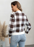 CLASSY RETRO CONTRAST CHECK SWEATER COAT