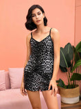 FASHION SUMMER LEOPARD SLING PAJAMA SET