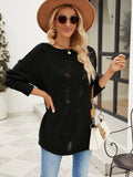 STYLISH SOLID COLOR BUTTONED LOOSE PULLOVER SWEATER