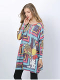 FASHION PRINTED LOOSE-FITTING BAT SLEEVE SWEATER
