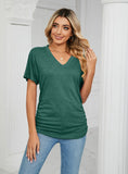 CASUAL V-NECK SOLID COLOR LOOSE T-SHIRT