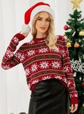 STYLISH ROUND NECK LONG SLEEVE SNOWFLAKE CHRISTMAS SWEATER
