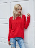 CASUAL ROUND NECK PULLOVER SOLID COLOR SWEATER