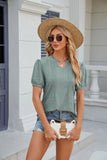 SOLID COLOR V-NECK LOOSE SHORT-SLEEVED T-SHIRT