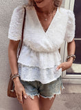 SHORT-SLEEVED V-NECK TIERS SHIRT